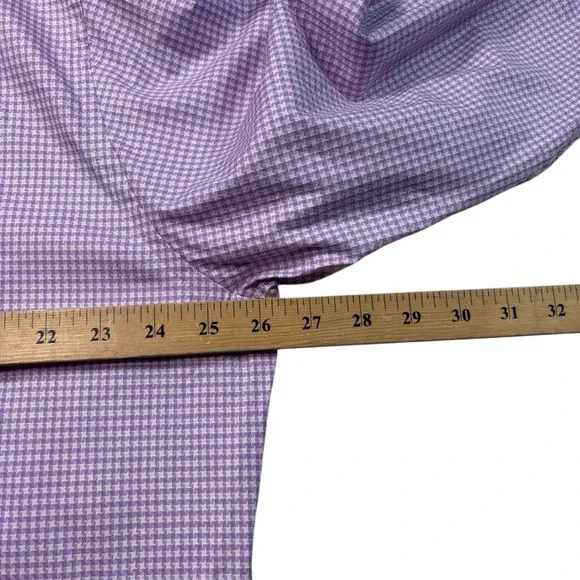 Peter Millar Mens XXL Purple Houndstooth Cotton Button Down Shirt #919 - Picture 6 of 9